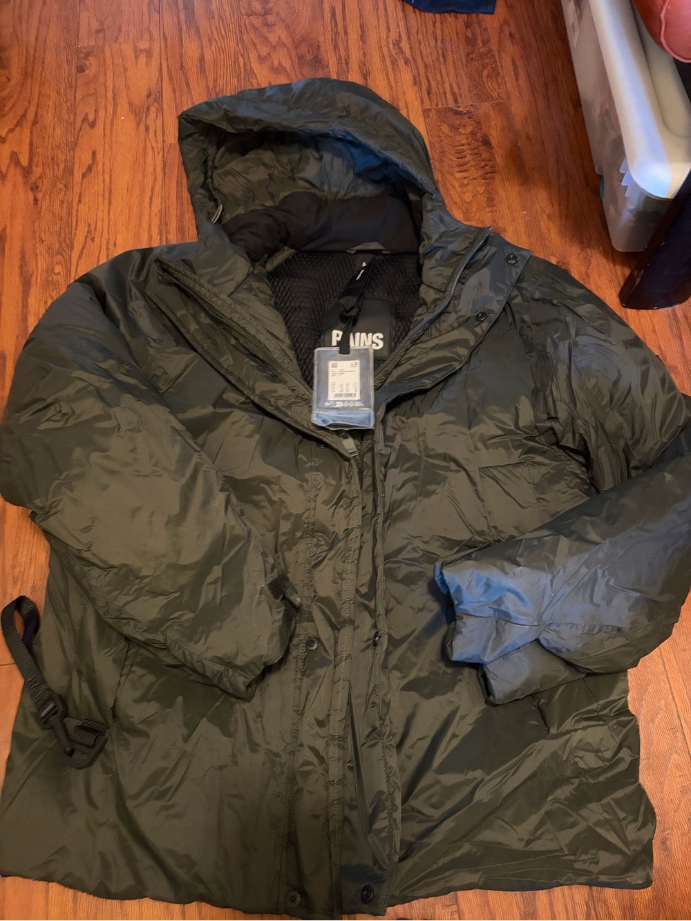 Mens Olive Green Hooded Puffer Jacket nwt vardo